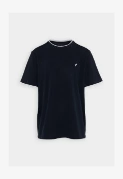 Pier One PIQUE EMBRO DETAIL - T-Shirt Basic - Dark Blue